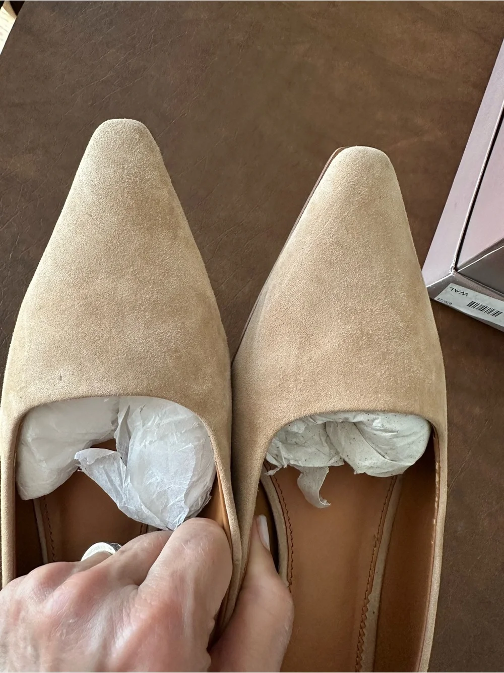 Franco Sarto Suede Pointed Toe Low Heel Pump EUC- Nude